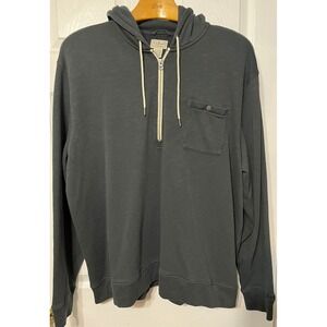 LL Bean Mens Heavyweight Hoodie‎ Pullover Quarter Zip Pocket Faded Black XXXL